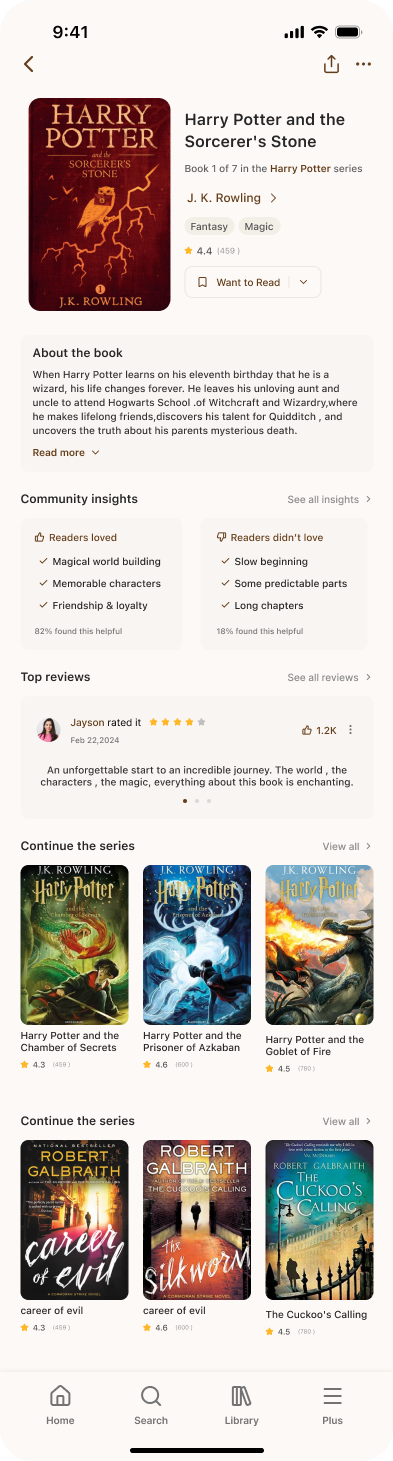 Redesigned book detail page