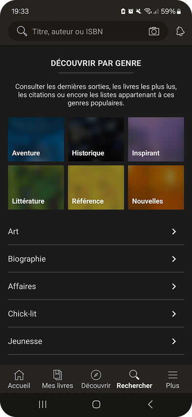 Existing Goodreads discovery screen